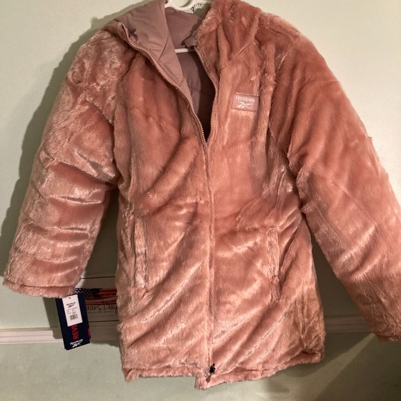 Reebok Womens Reversible Hooded Puffer Coat, Color Dusty Rose, Size Medium, NWT - Picture 2 of 16
